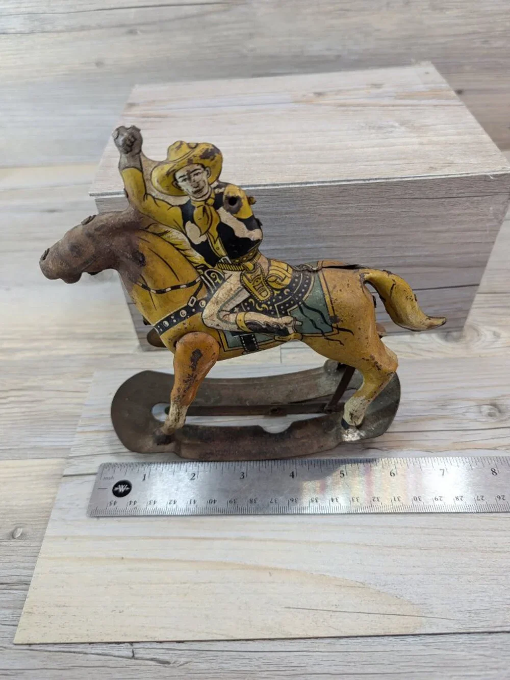 Marx Toys Tin Roy Rogers & Trigger Wind Up Toy Rocking Horse Missing Parts Works